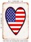 DECORATIVE METAL SIGN - d Heart American Flag - Vintage Rusty Look